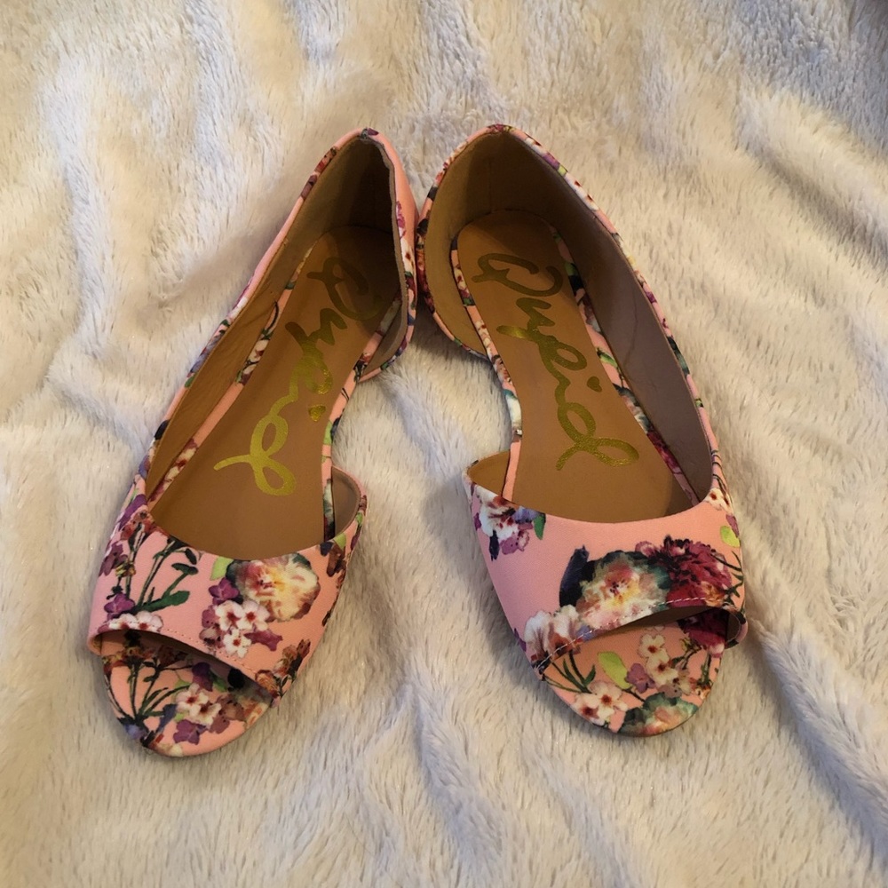Qupid Pink Floral Flats